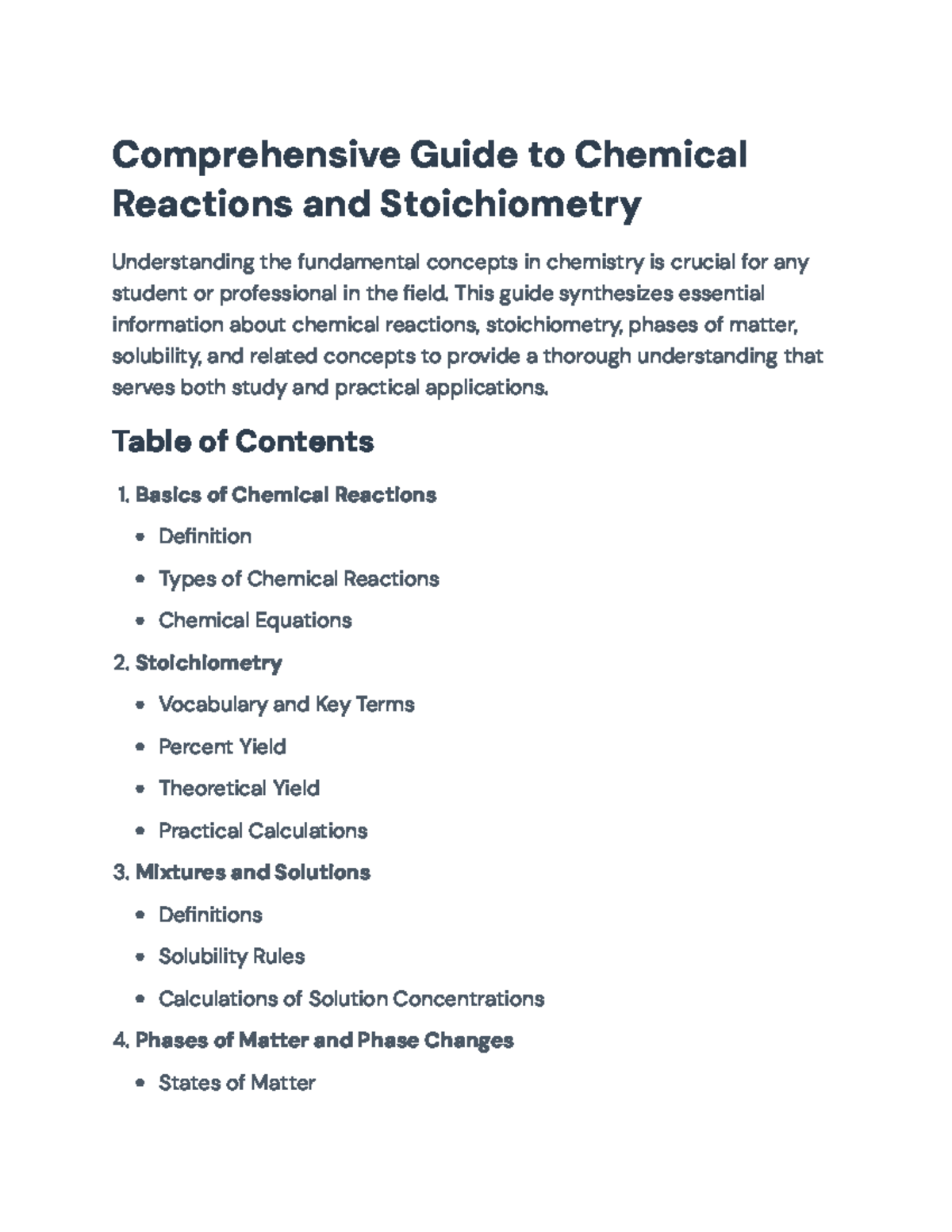 Comprehensive Guide to Chemical Reactions & Stoichiometry CS101 ...