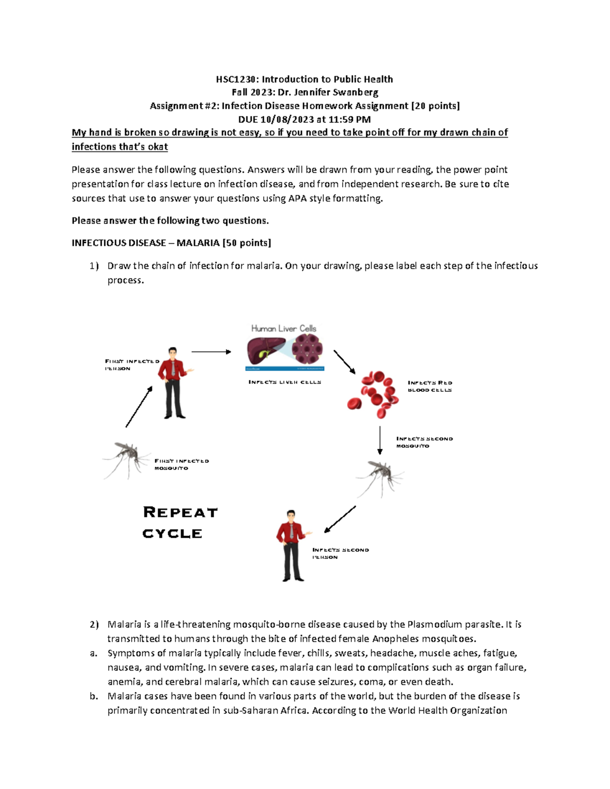 Assignment 2.Infectious Disease Homework Assignment FALL 23 - HSC1230 ...