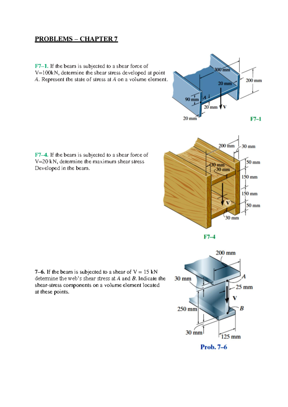 212-Problems Chpt 7 - Shear Stress Analysis in Beams - Studocu