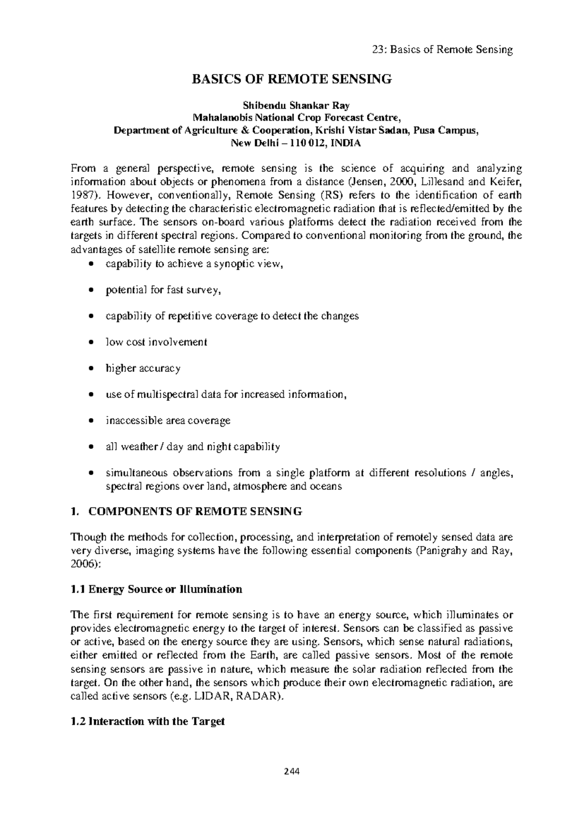Fundamentals of Remote Sensing: An Overview of Key Concepts - Studocu