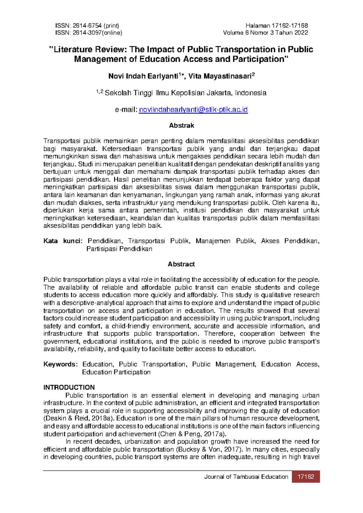 The Impact of Public Transportation on Education Access: A Review (ISSN ...
