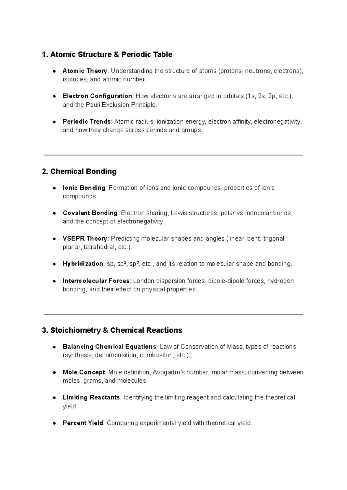 General chemistry review sheet: Key concepts and study tips - Studocu