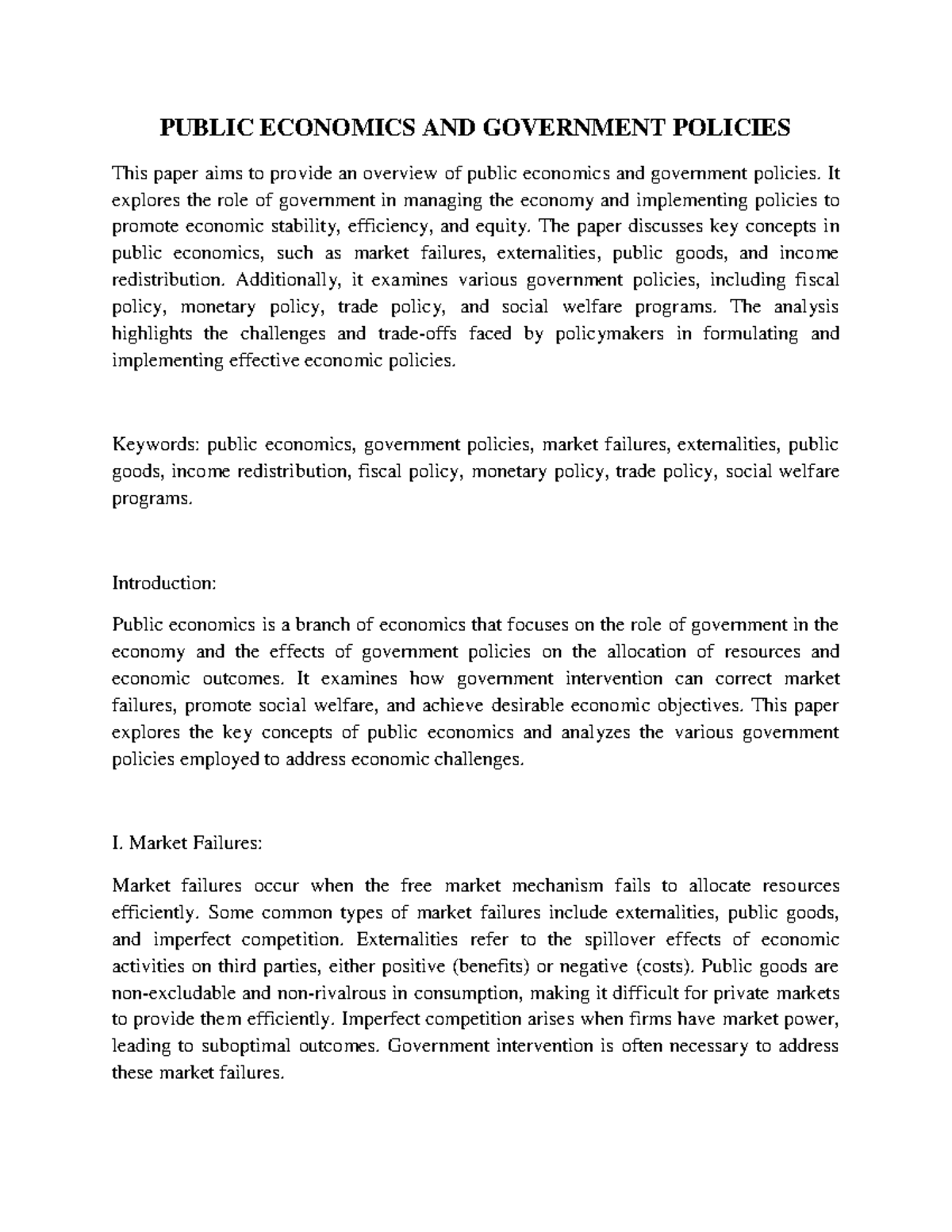 Public Economics & Gov Policies: An Overview of Key Concepts - Studocu