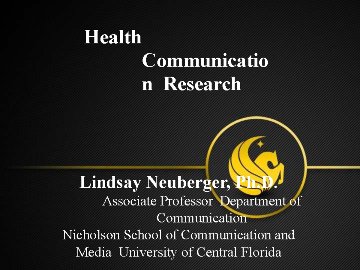 COM 4022 Health Communication Lecture Notes - Studocu