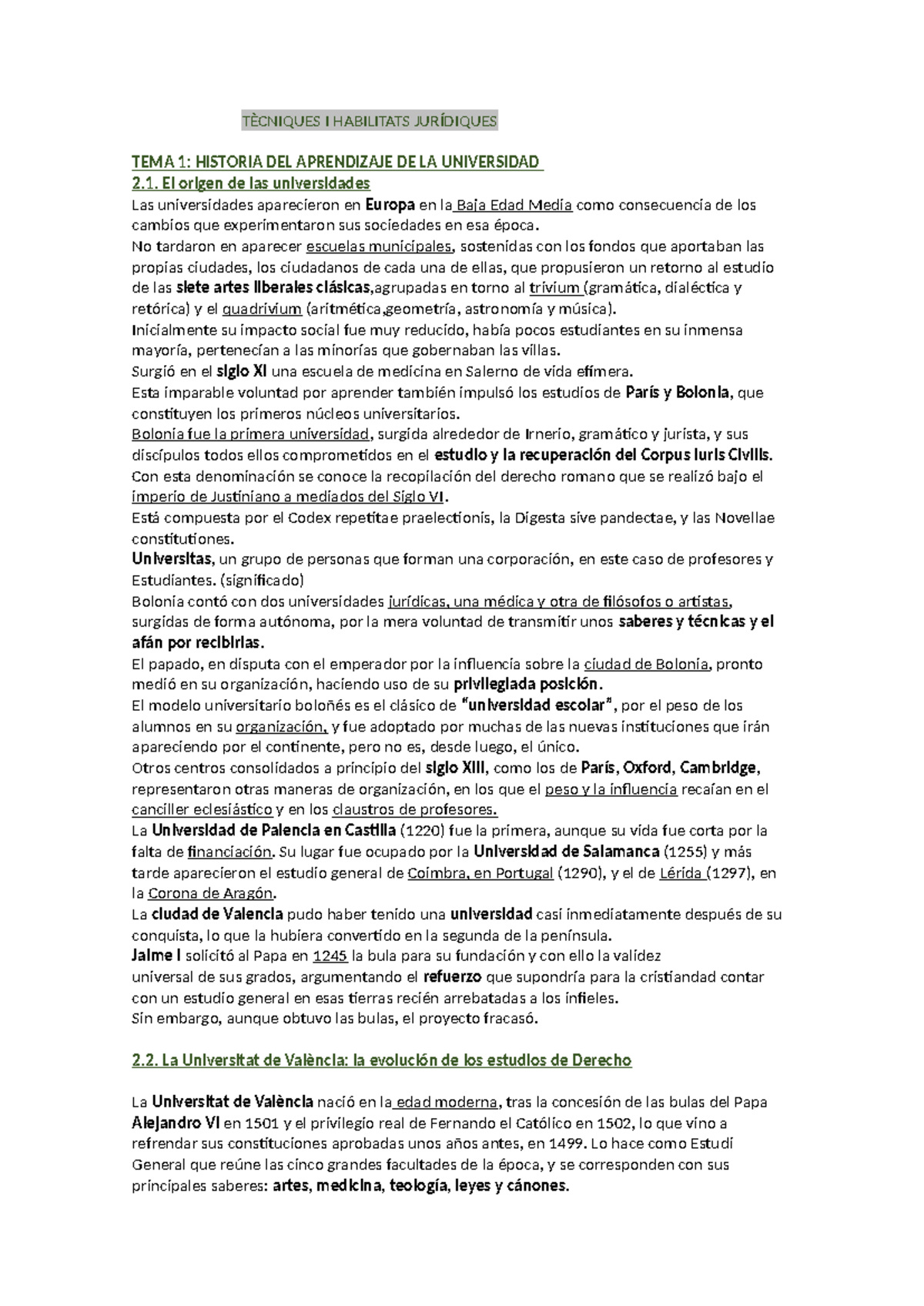 Apuntes de Tècniques i Habilitats Jurídiques (THJB) - Historia y ...