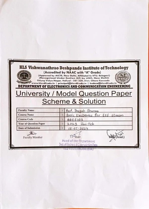 BEEE 103: Basic Electronics for Stream - Model Question Paper Solutions ...