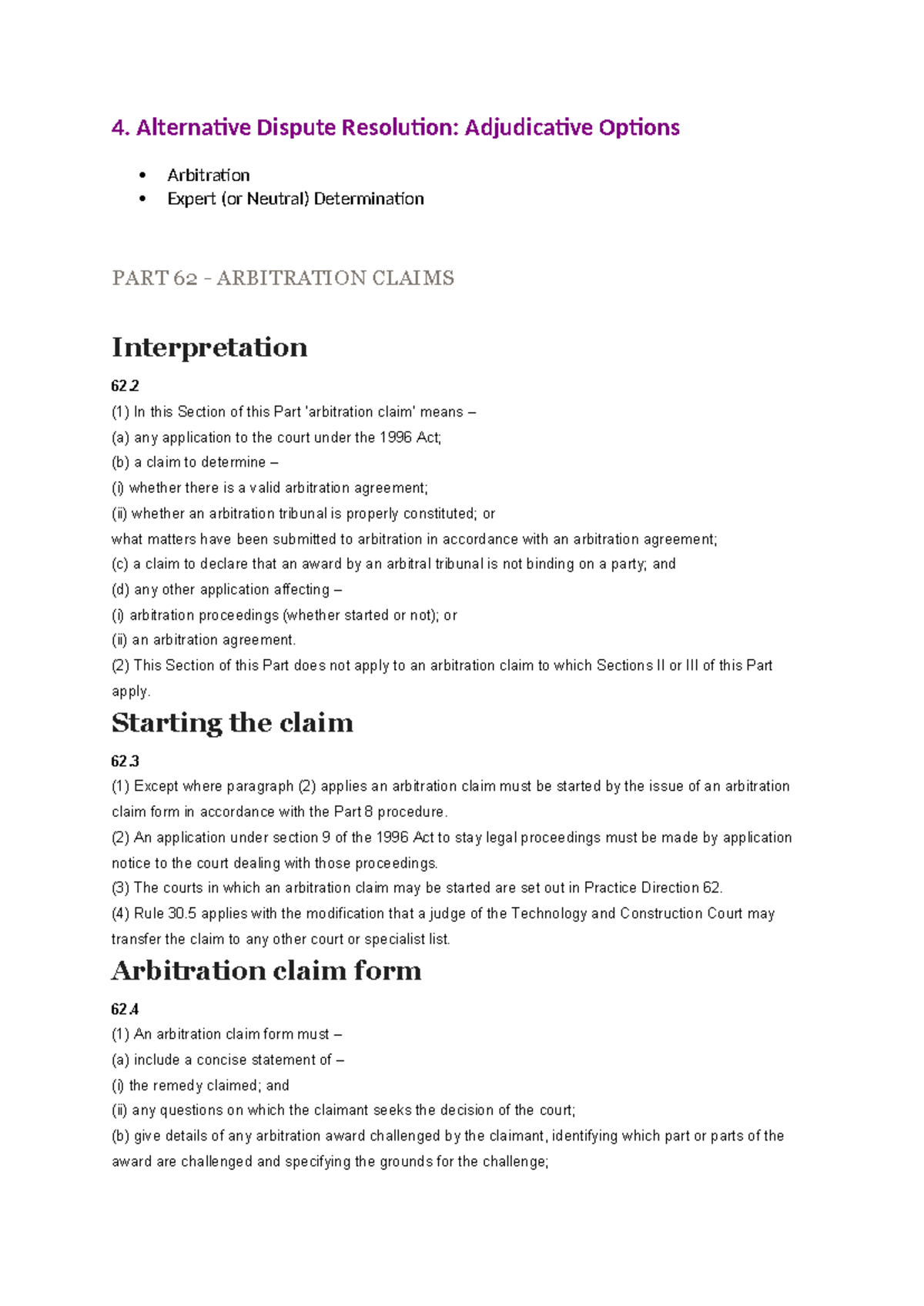 04. Alternative Dispute Resolution: Adjudicative Options Overview - Studocu
