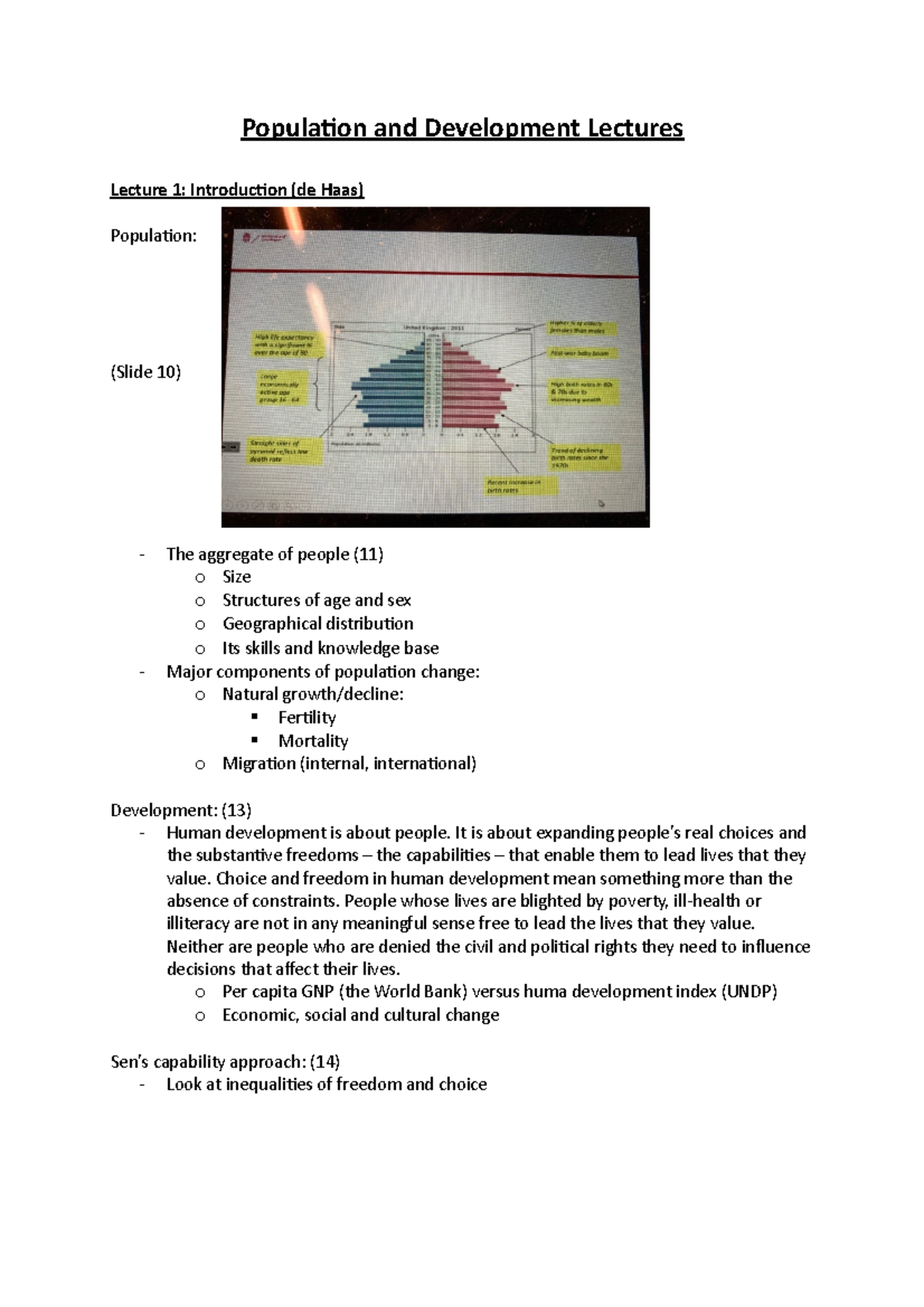 Population and Development Lecture Notes (PODEV 101) - Studeersnel
