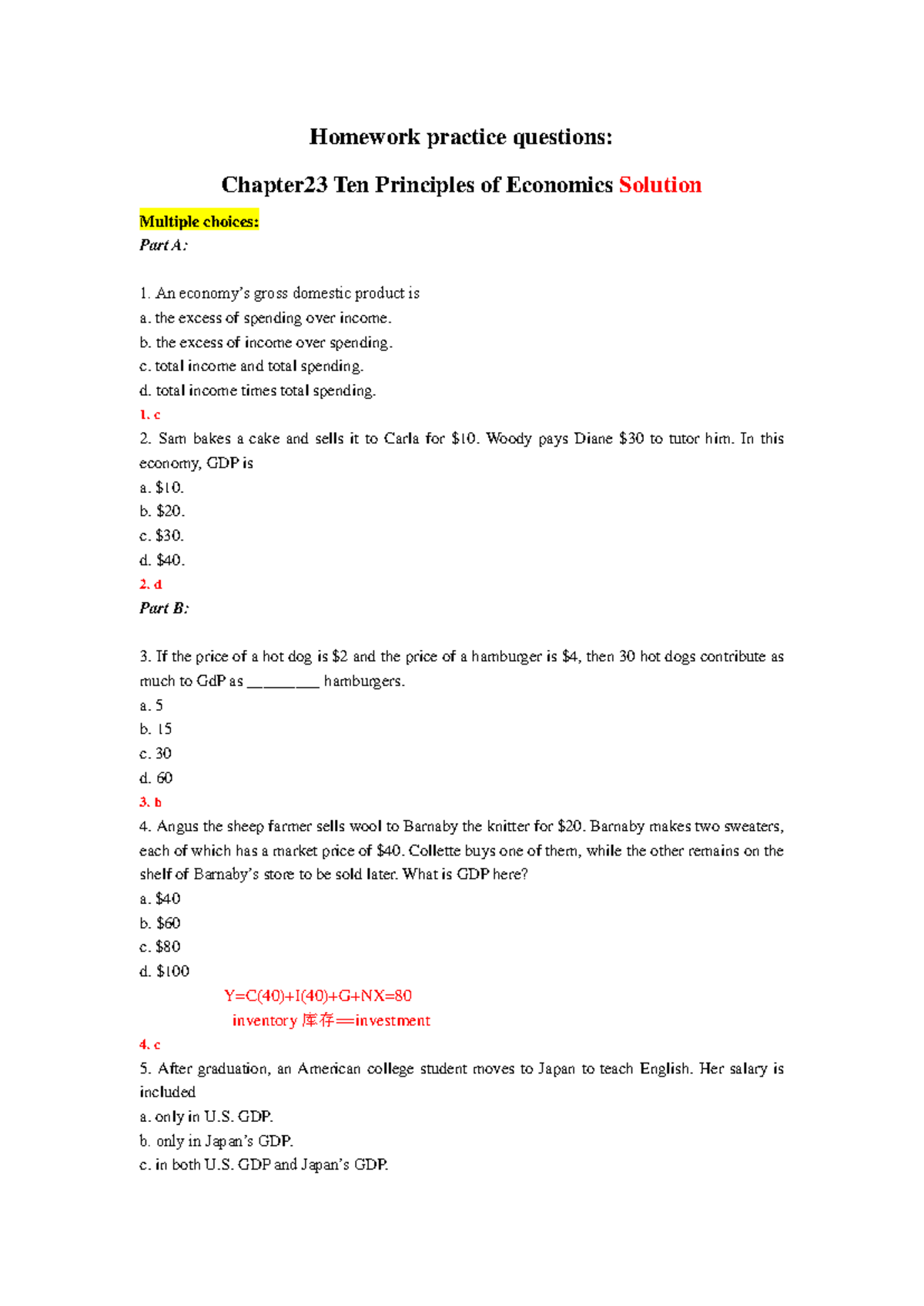 Chapter 23S Practice Questions: Principles of Economics Solutions - Studocu