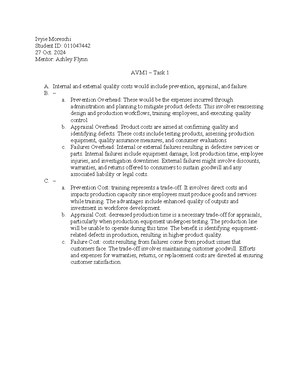 AVM1 Task 3 - AVM1 Task 2 - Ivyie Moreschi Student ID: 011047442 27 ...