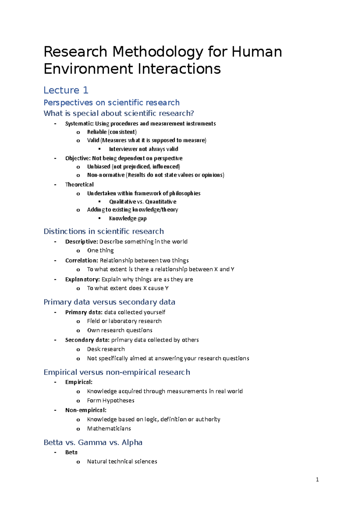 Research Methodology for Human Environment Interactions 2: Lecture ...