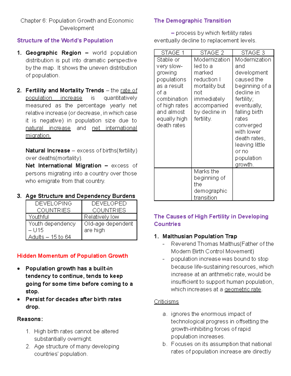 Chapter 6 - ..m..ah - Chapter 6: Population Growth and Economic ...
