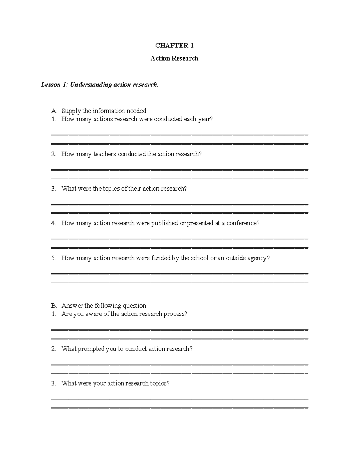 CHAPTER 1-8: Comprehensive Guide to Action Research & Classroom ...