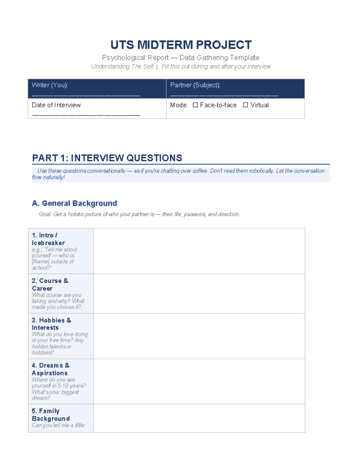 UTS MIDTERM PROJECT: Psychological Report Data Gathering Template - Studocu