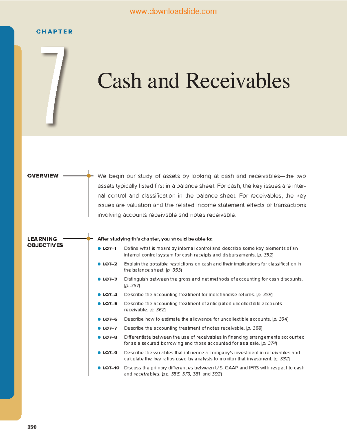 Chapter 7 overview: Cash and receivables in financial reporting - Studocu