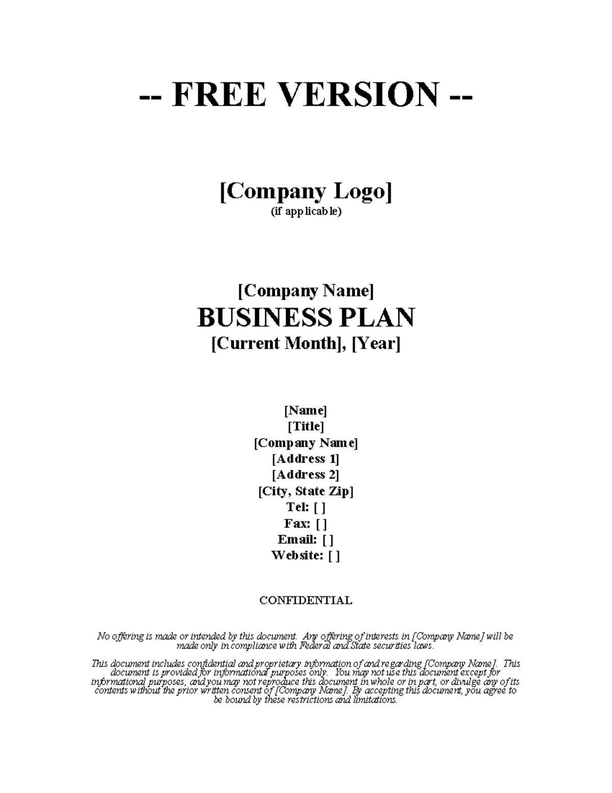 Free Growthink Business Plan Template (Version 1.0) - Studocu