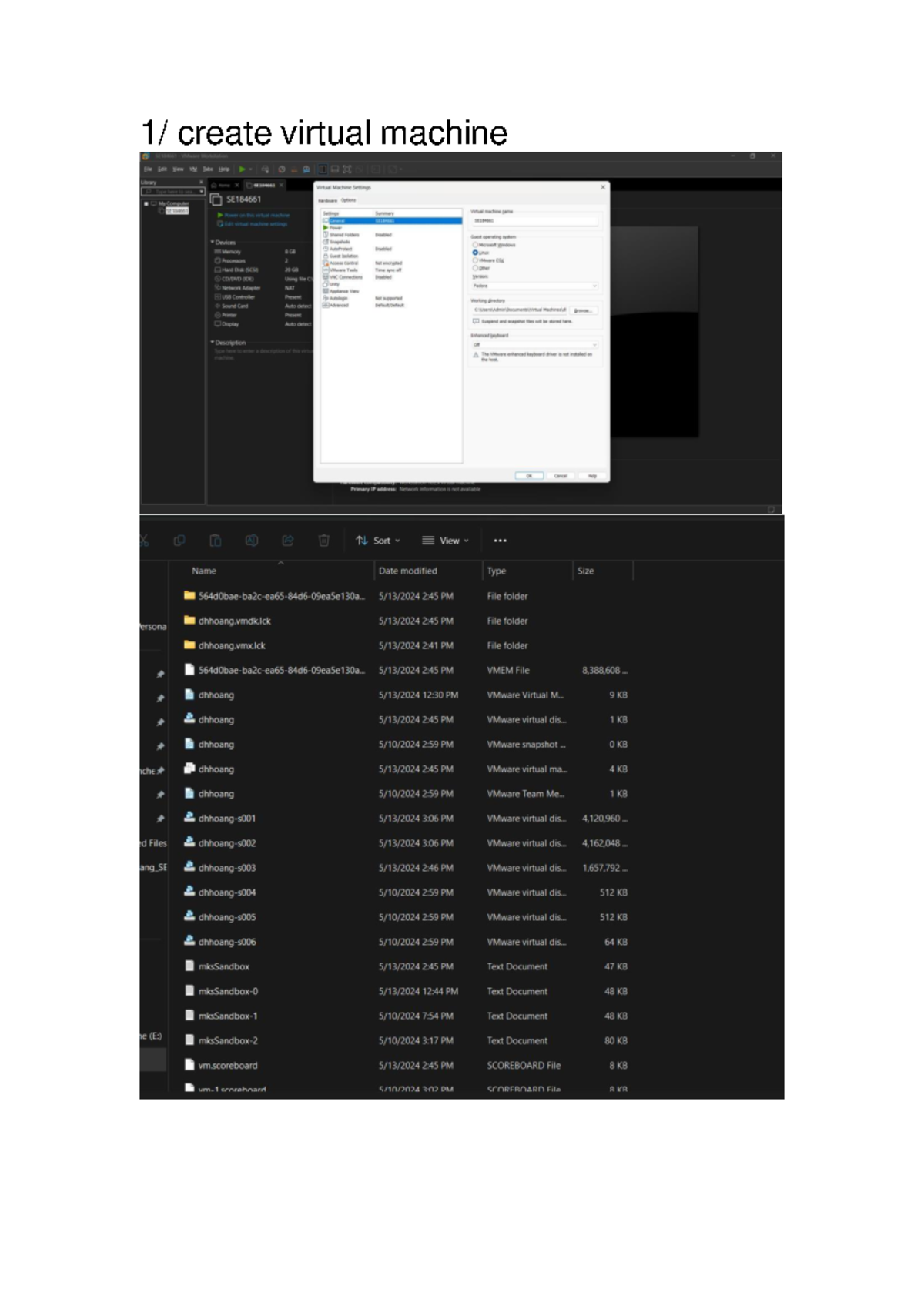Report lab1 template - Operating System - 1/ create virtual machine 2 ...