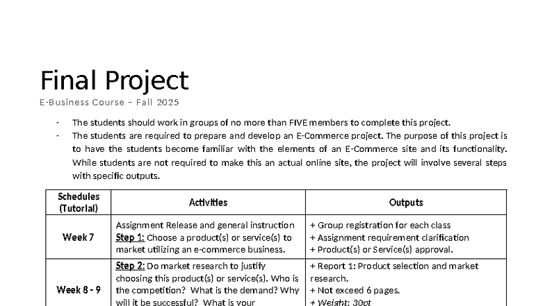 Final Project Requirements for Course Fall 2025 - Studocu