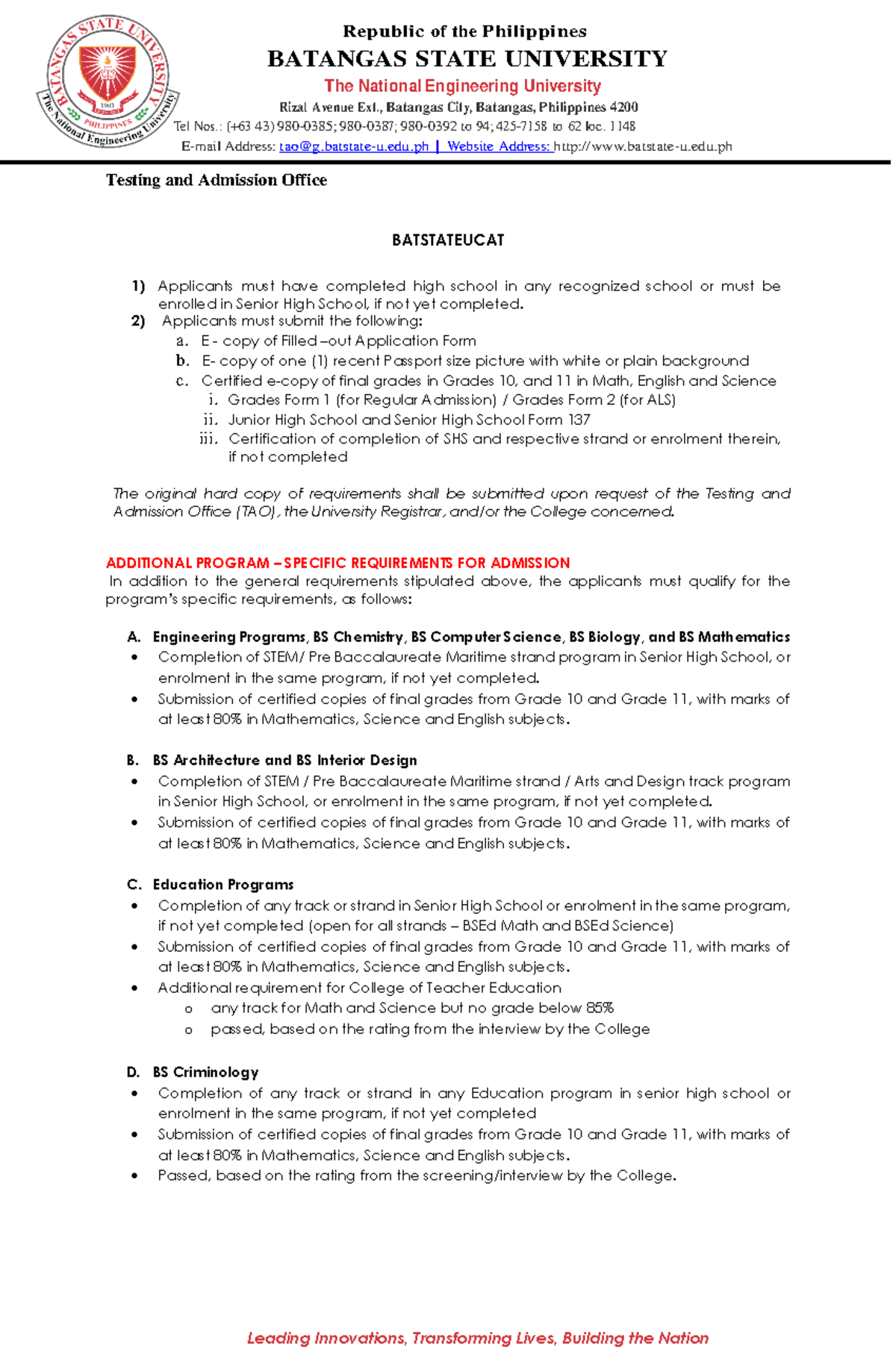 Work Immersion Notes - BATANGAS STATE UNIVERSITY The National ...