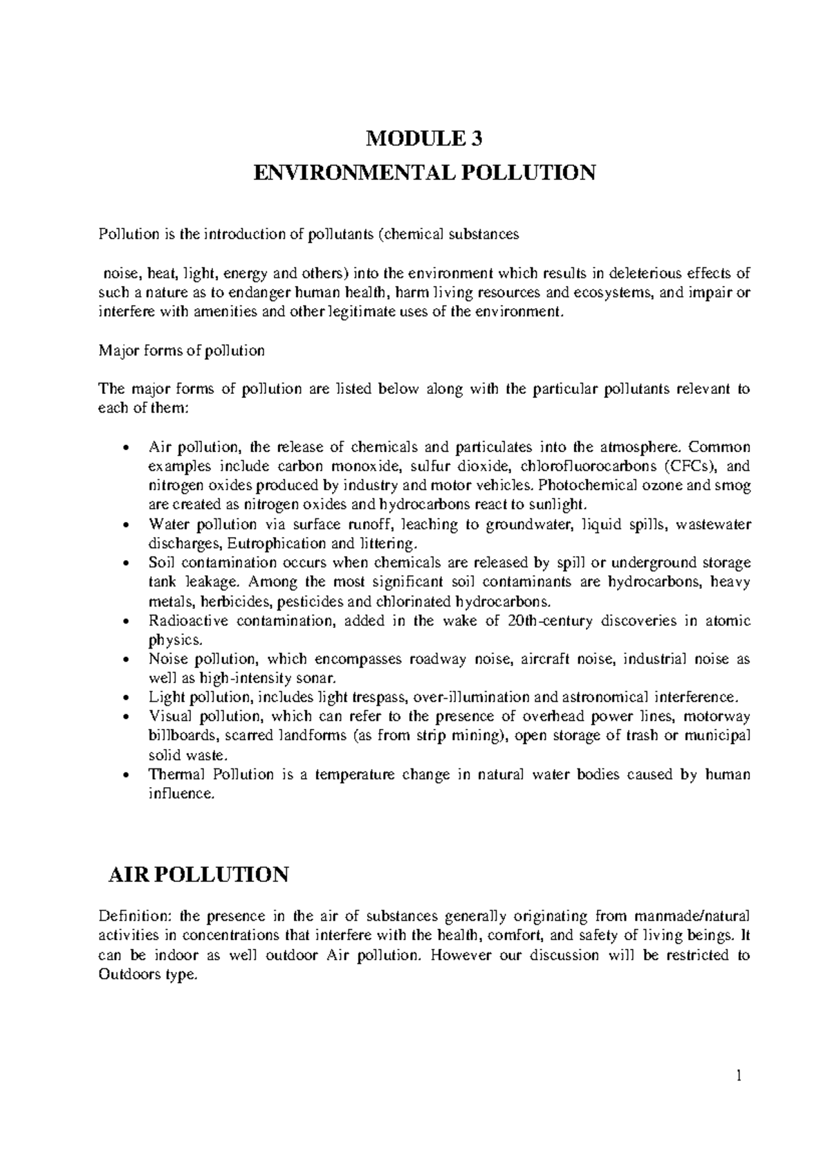 EVS Study material- modules - MODULE 3 ENVIRONMENTAL POLLUTION ...