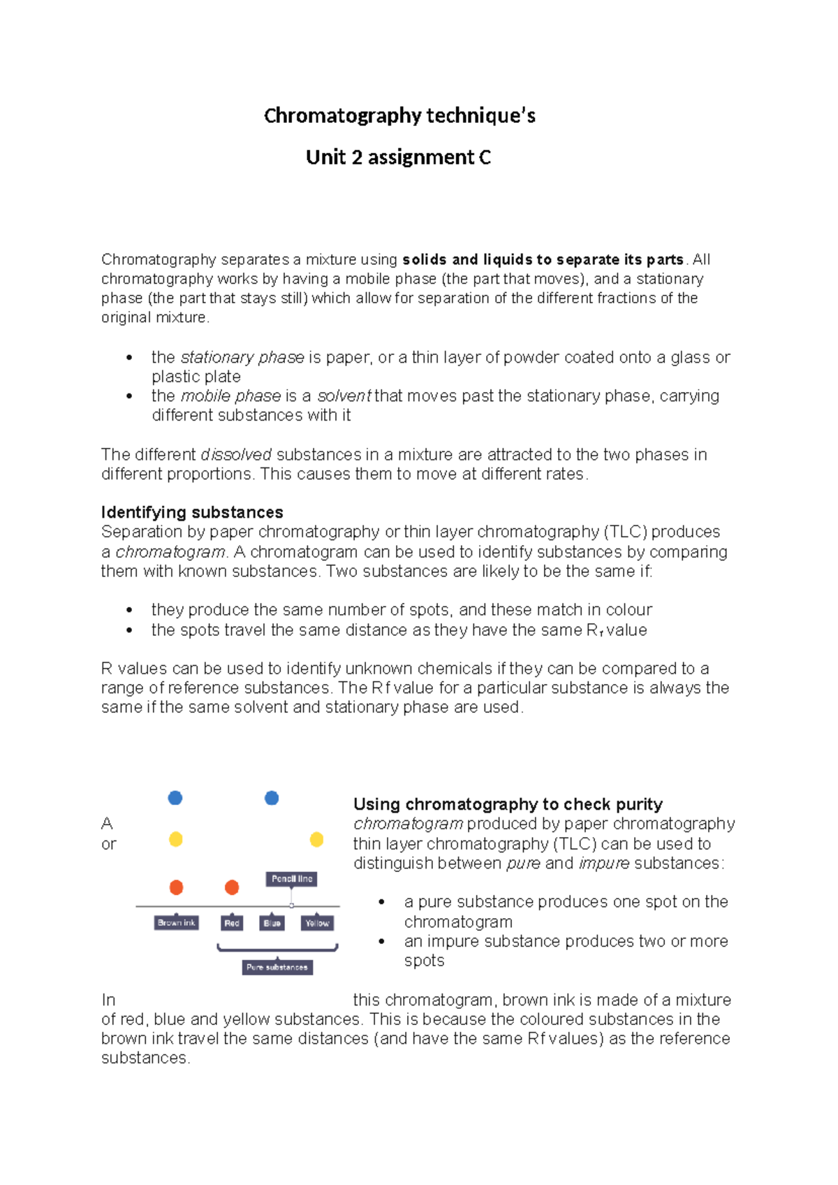 Chromatography Techniques: Unit 2 Assignment C Overview - Studocu