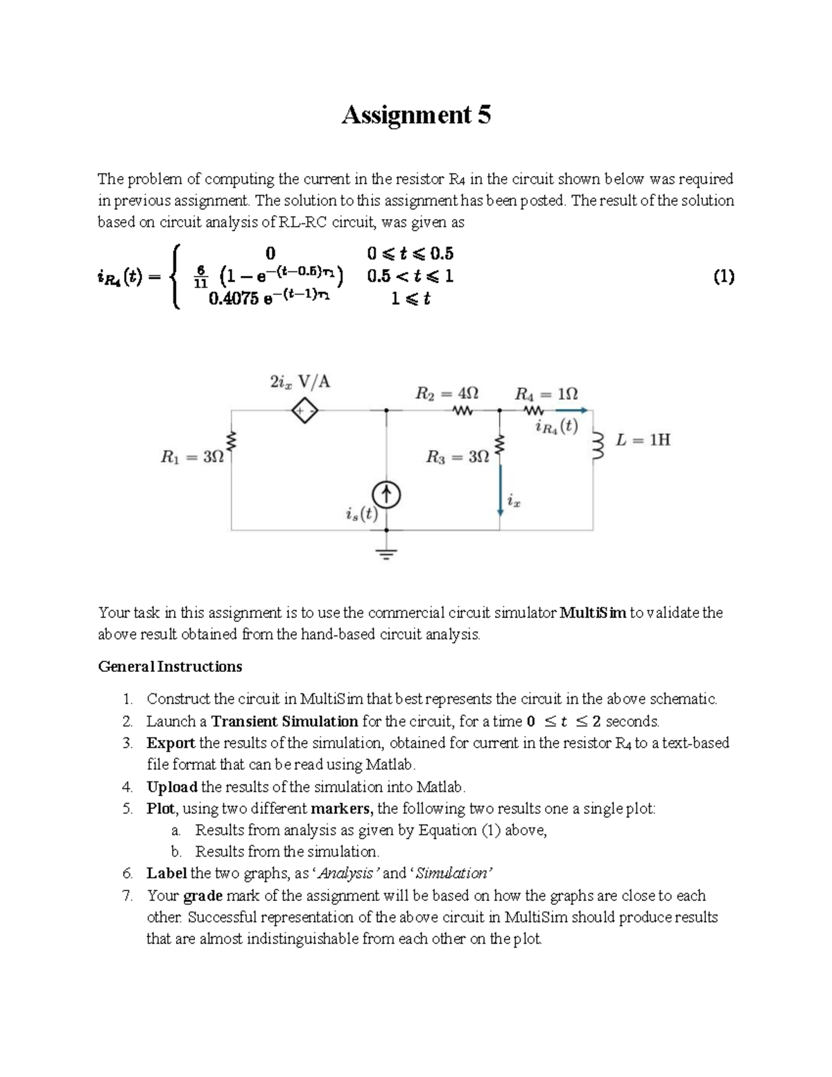 Assignment 5: Validating Circuit Analysis of Resistor R4 Using MultiSim ...