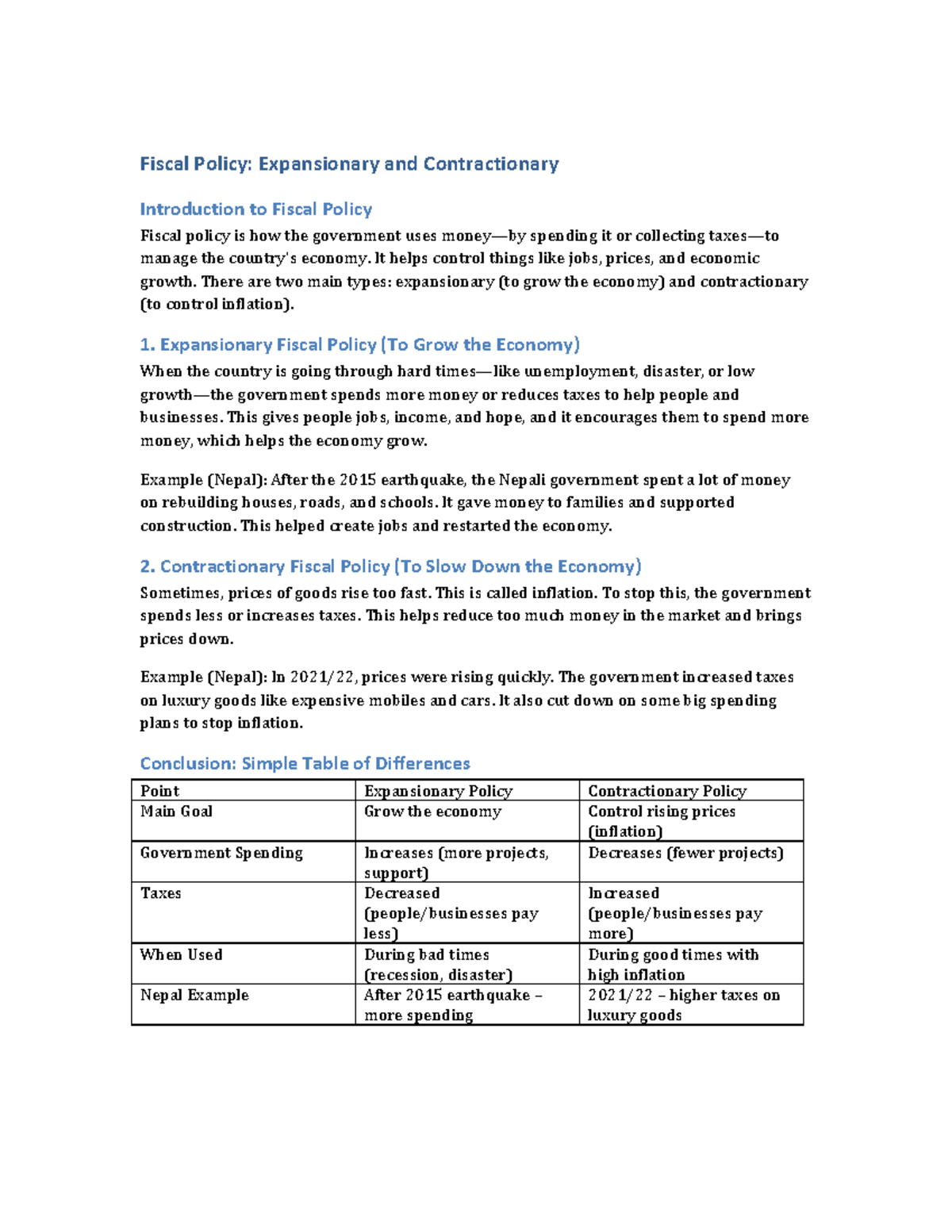 Difference Between Expansionary And Contractionary Fiscal