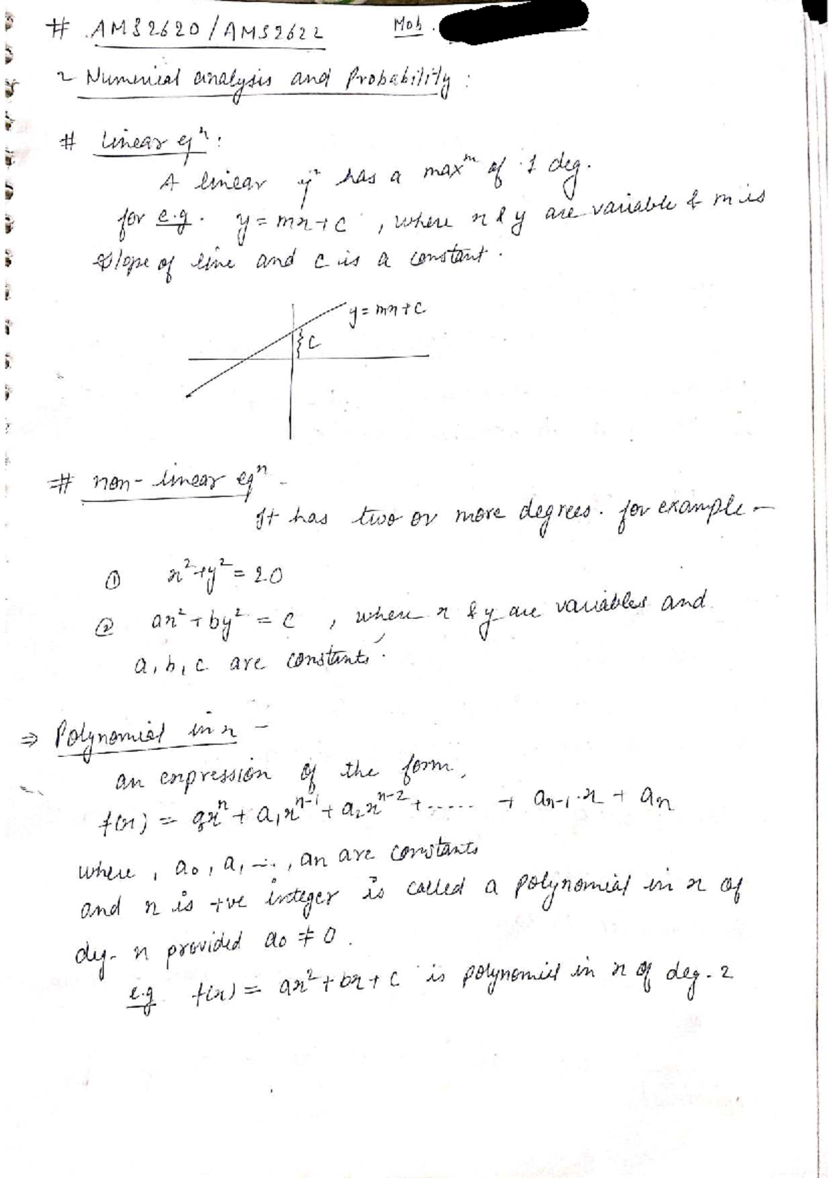 AMS2620 AMS2622 Mob 2 Numerical Analysis and Probability Notes - Studocu
