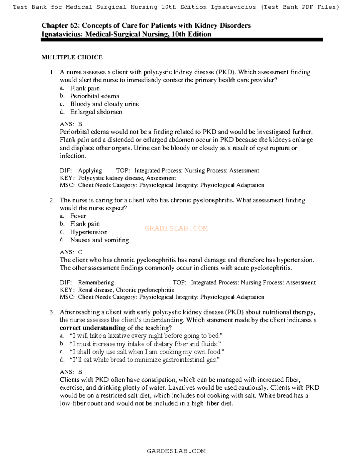 Chapter 62 notes - G R A D E S L A B. C O M Chapter 62: Concepts of ...