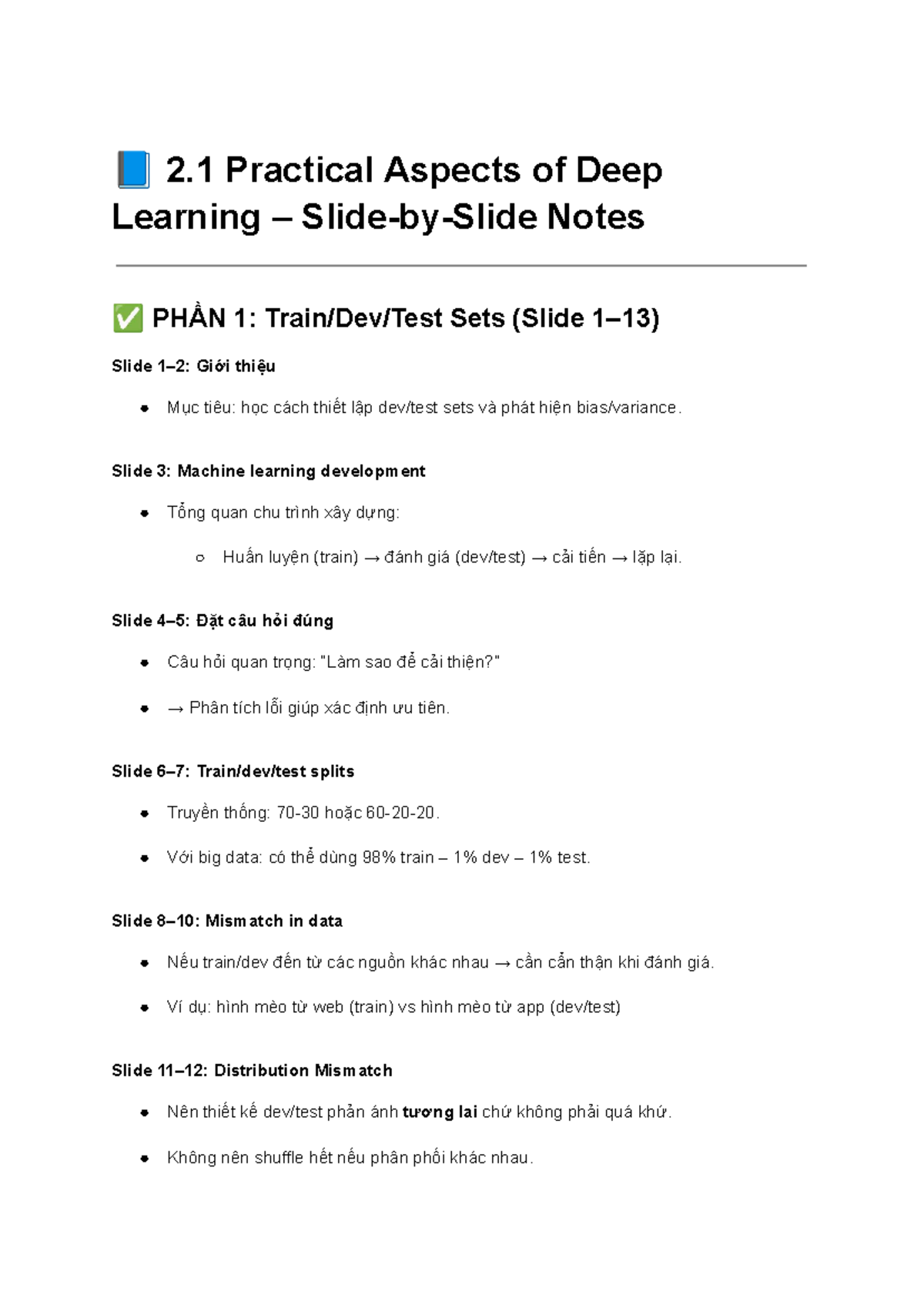 DPL302m: Practical Aspects of Deep Learning Notes and Error Analysis ...