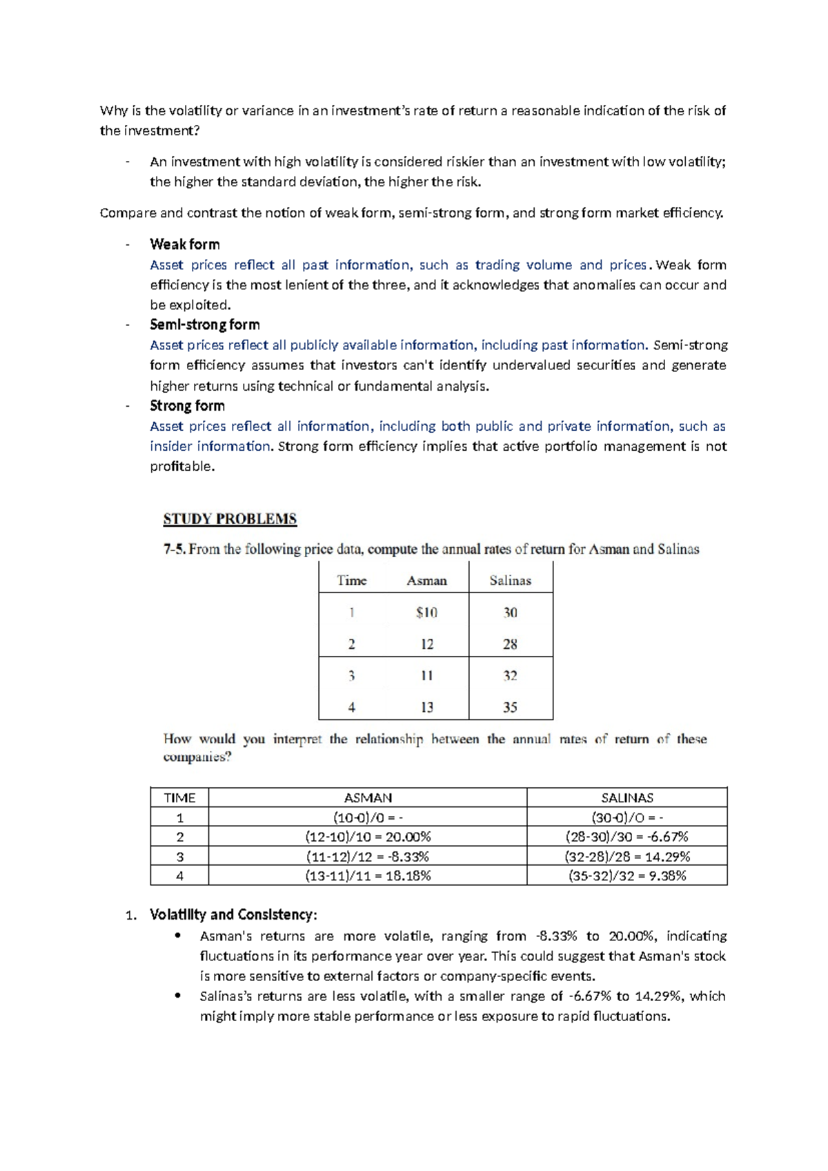 Tutorial WEEK 6 (RISK & Return) - Why is the volatility or variance in ...
