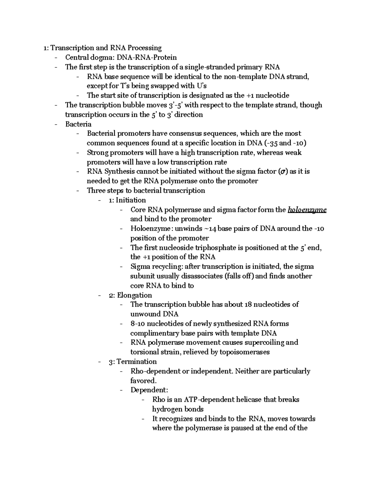 GENE 202 - Exam 2 Review: Transcription & RNA Processing Insights - Studocu