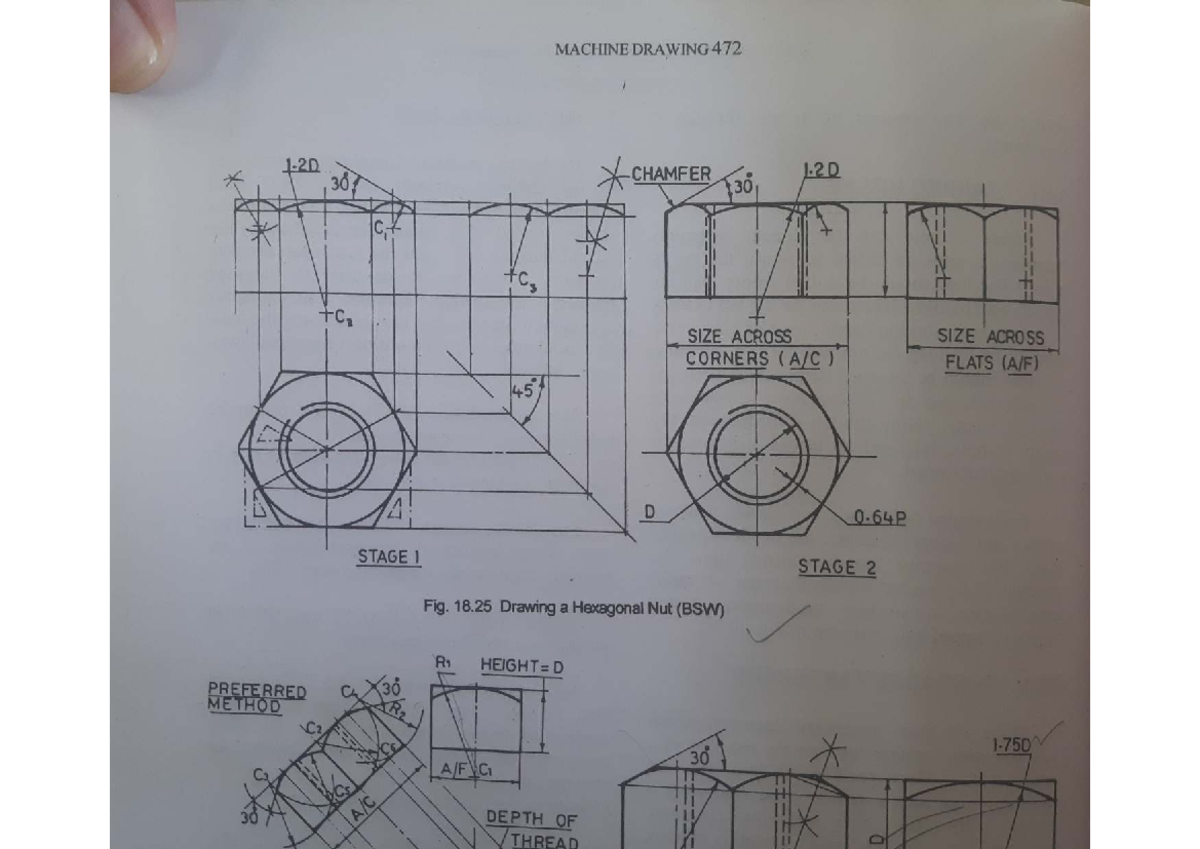 MACHINE DRAWING 472: Hexagonal Nut and Bolt Assembly Details - Studocu