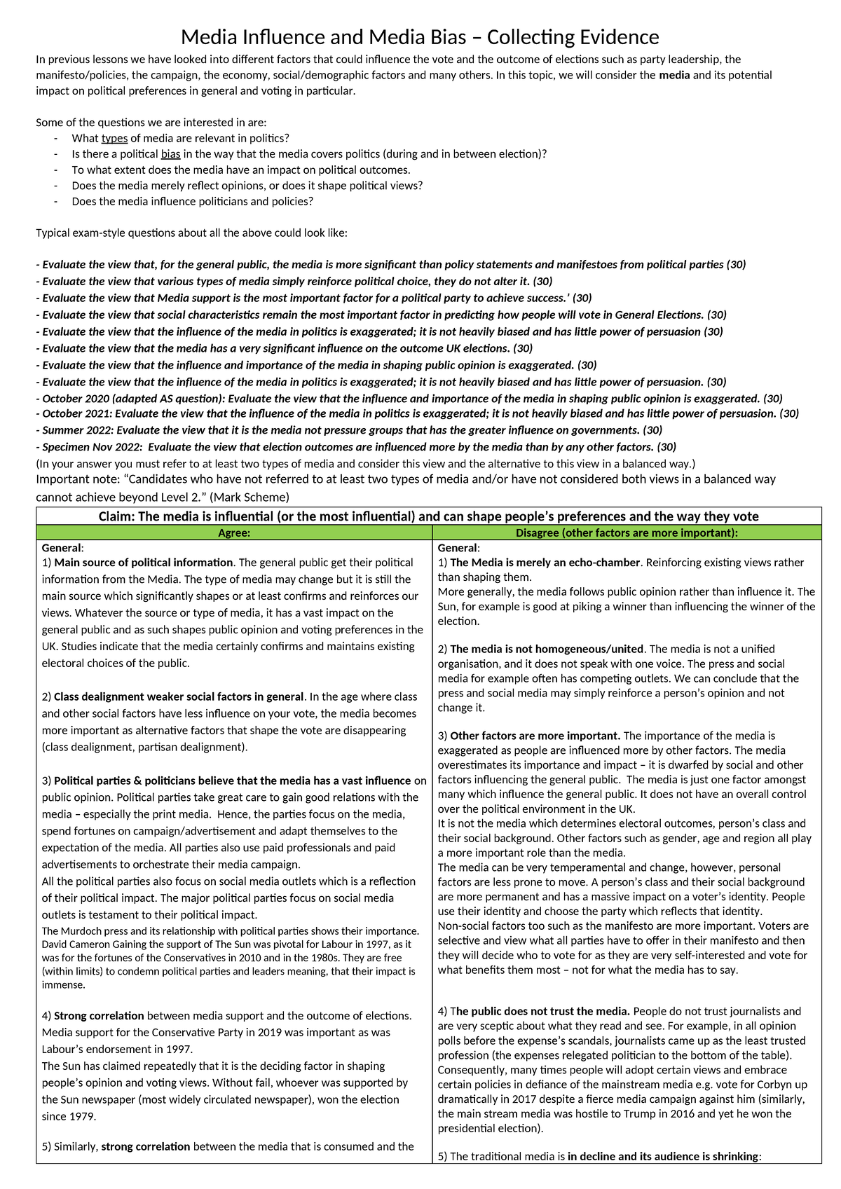 A3 Table- Media Influence Collecting Evidence (Auto Recovered) - Media ...