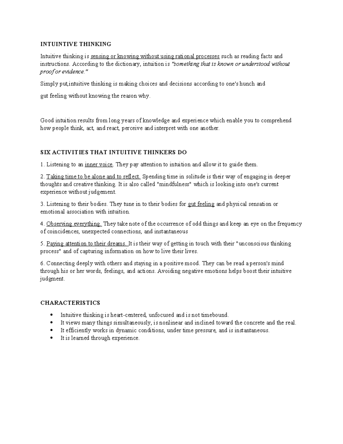 INTUINTIVE THINKING: Understanding Its Role in Social Networks - Studocu