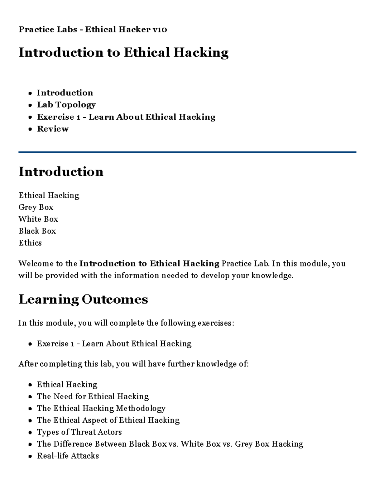 Introduction to Ethical Hacking: Practice Lab for CEH v10 - Studocu