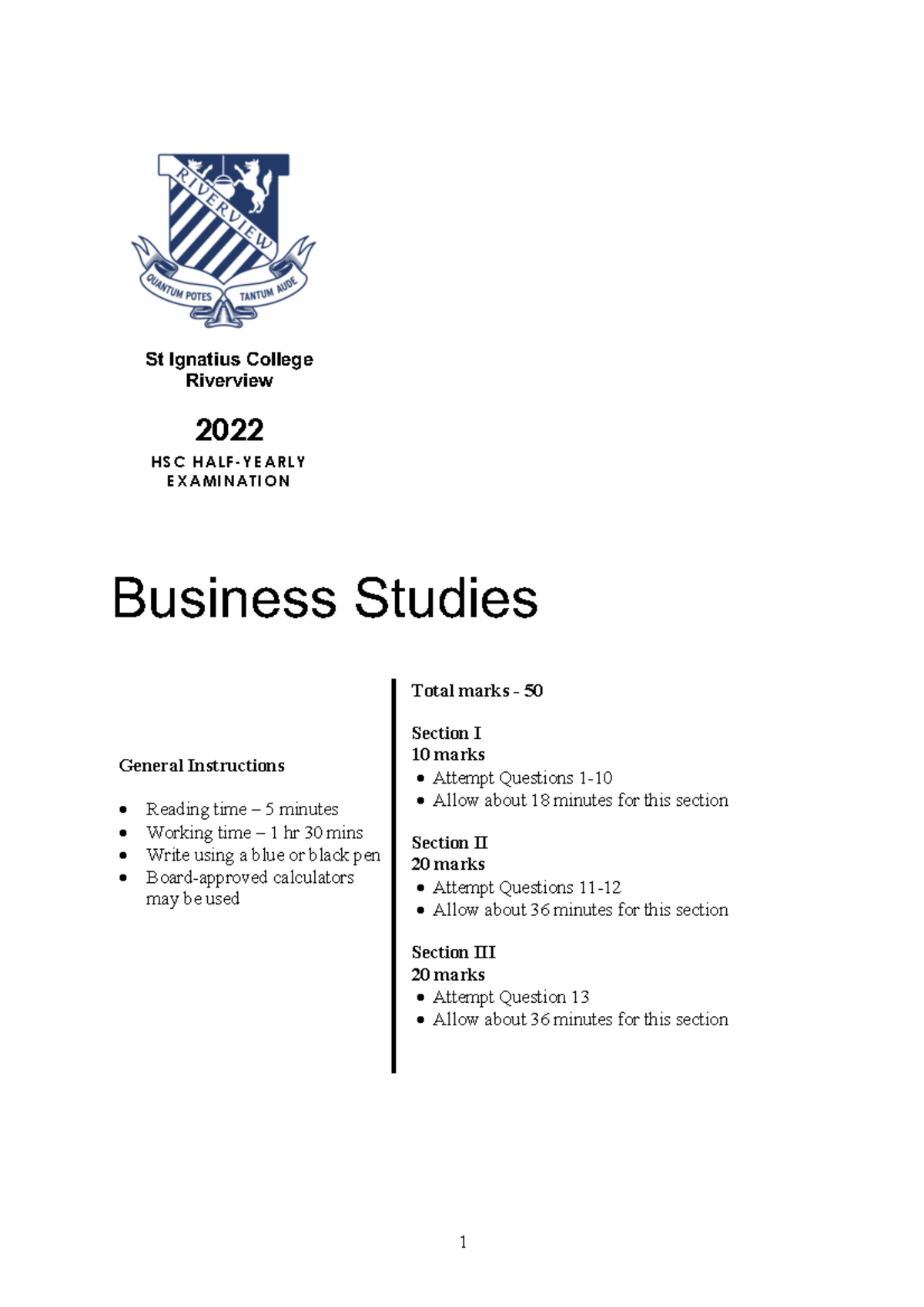 2022 HSC Business Studies Exam - 12BST Task 2 Short Answer Questions ...