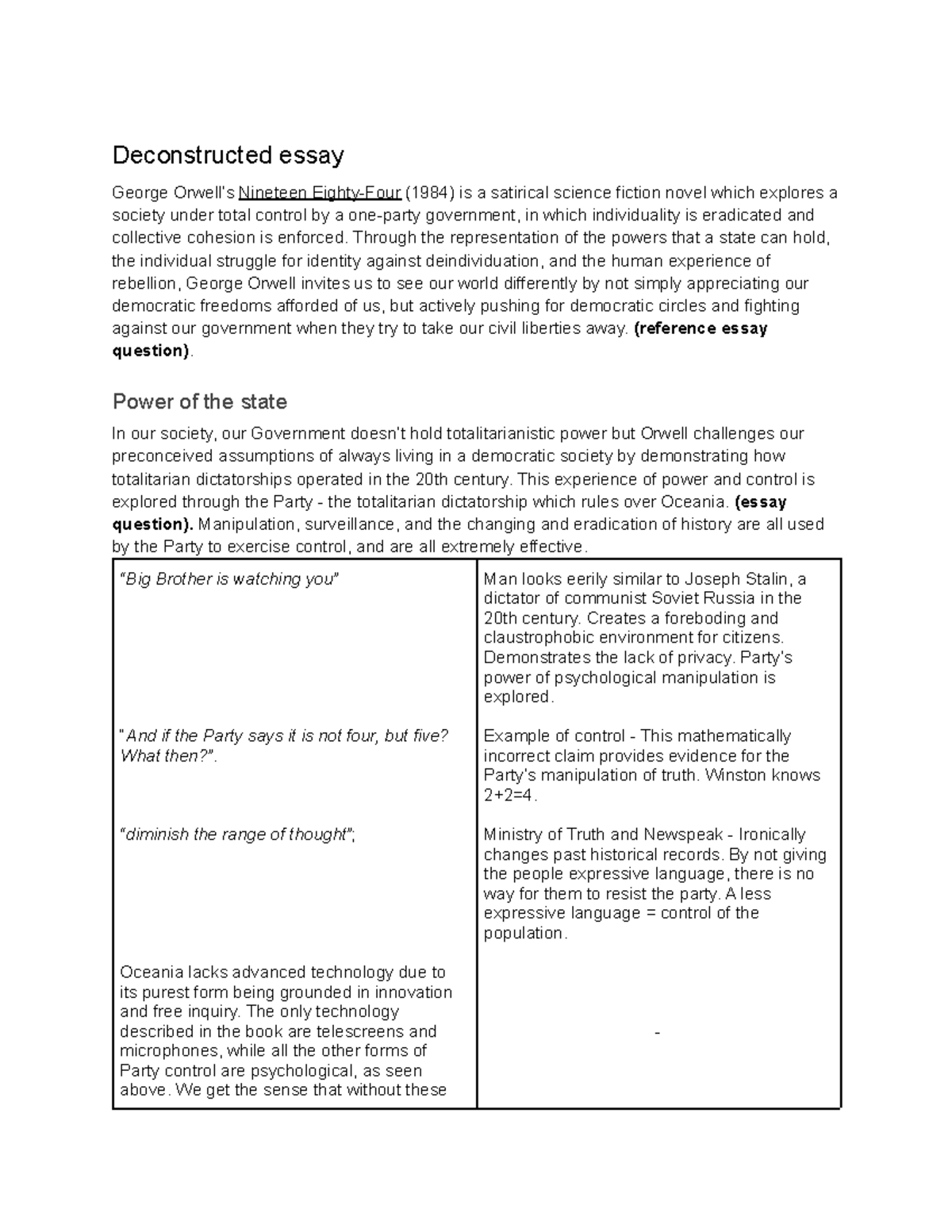 Advanced English HSC Notes: Analyzing Orwell's 1984 Themes and Insights ...