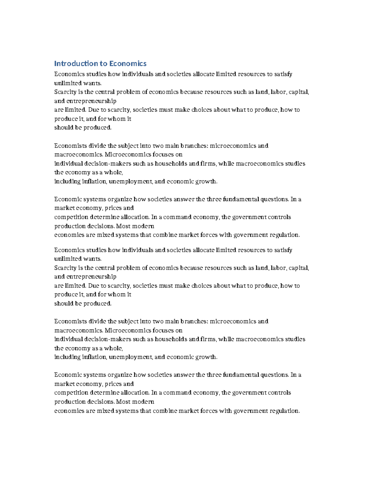 ECO 101: Comprehensive Economics Notes on Key Concepts - Studocu