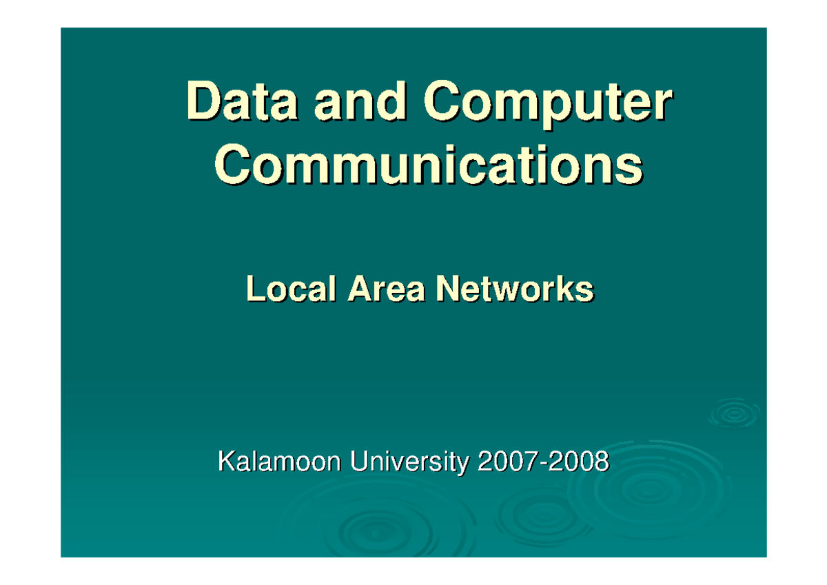DC2-1: Overview of Local Area Networks and Topologies - Studocu