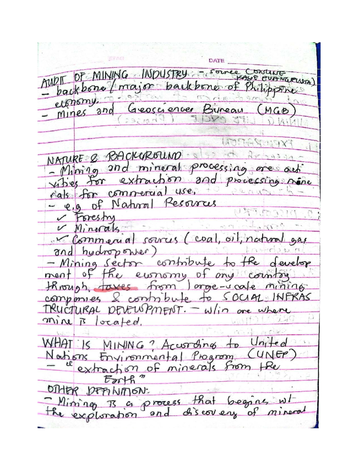 Mining Industry Audit Notes for AUDSPEC Discussion - Studocu