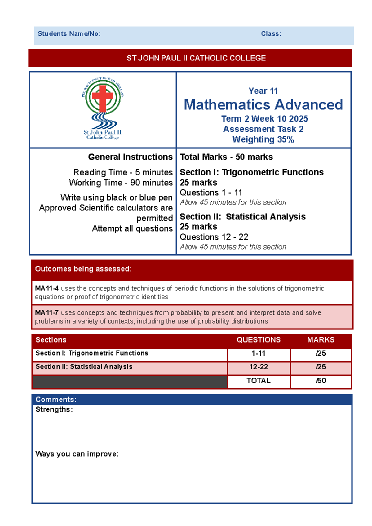 11MAT Task 2 2025 - Trigonometric & Statistical Concepts Practice - Studocu