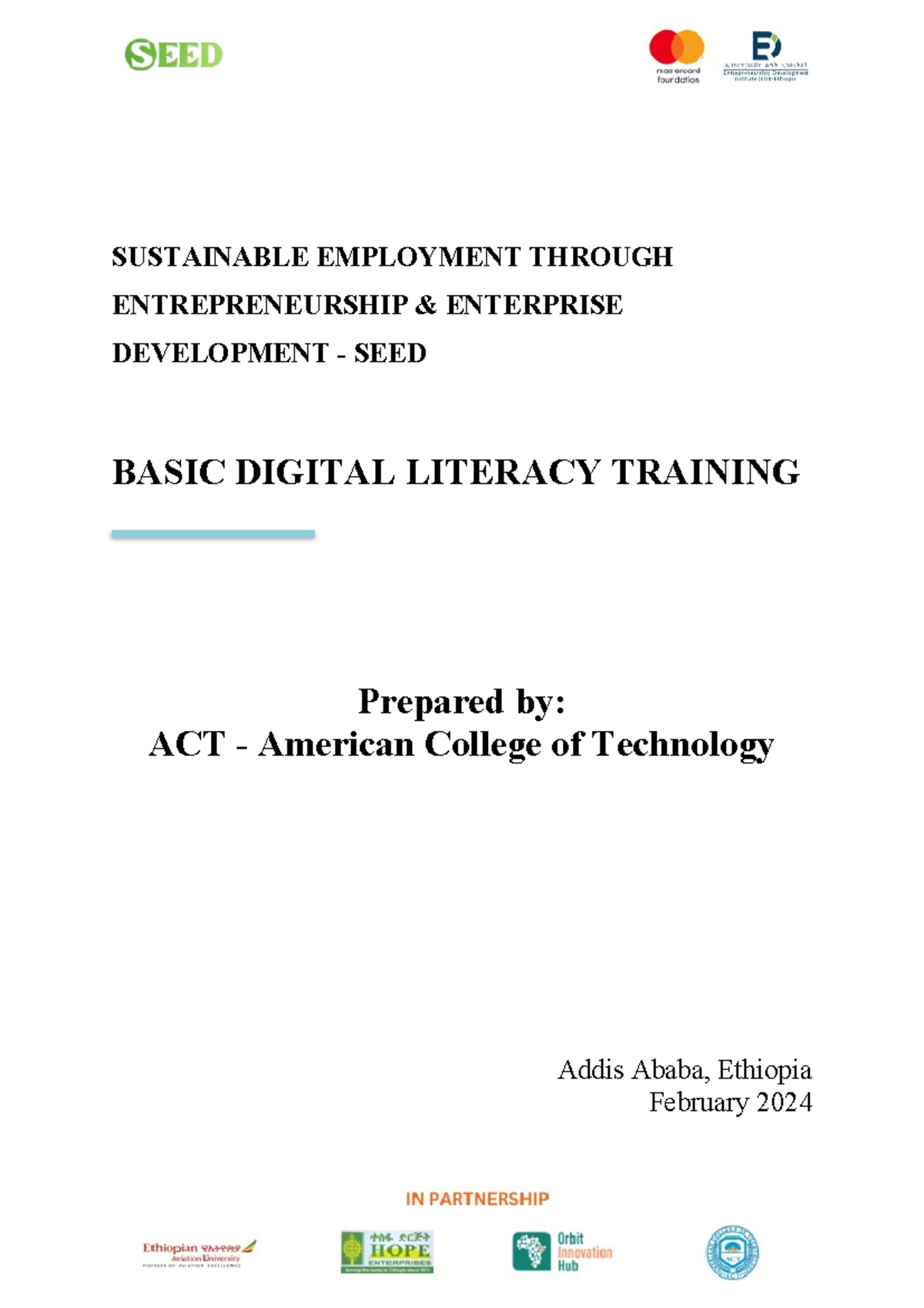 SEED Digital Literacy Training Manual for Sustainable Employment - Studocu