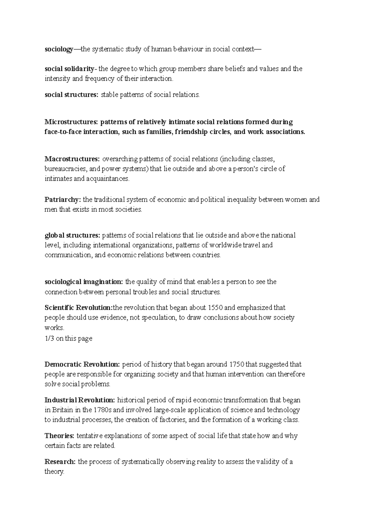 Sociology 101: Comprehensive Study Guide for Final Exam - Studocu