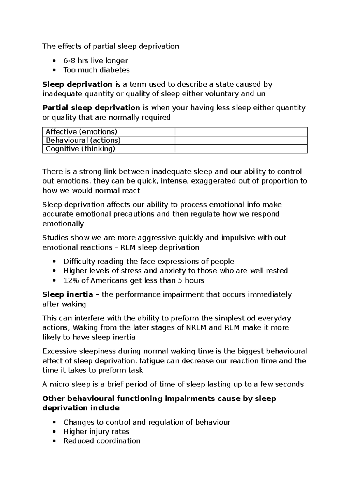 The Effects of Partial Sleep Deprivation on Cognitive and Emotional ...