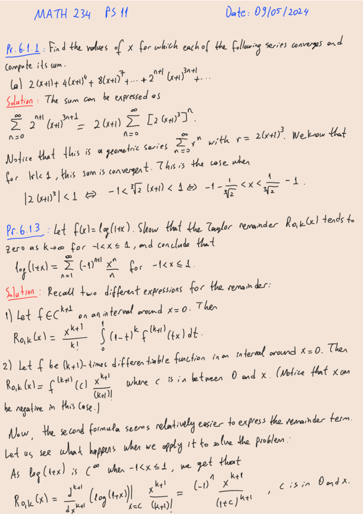Math 234 PS 11 - Convergence of Series and Taylor Remainders - Studocu