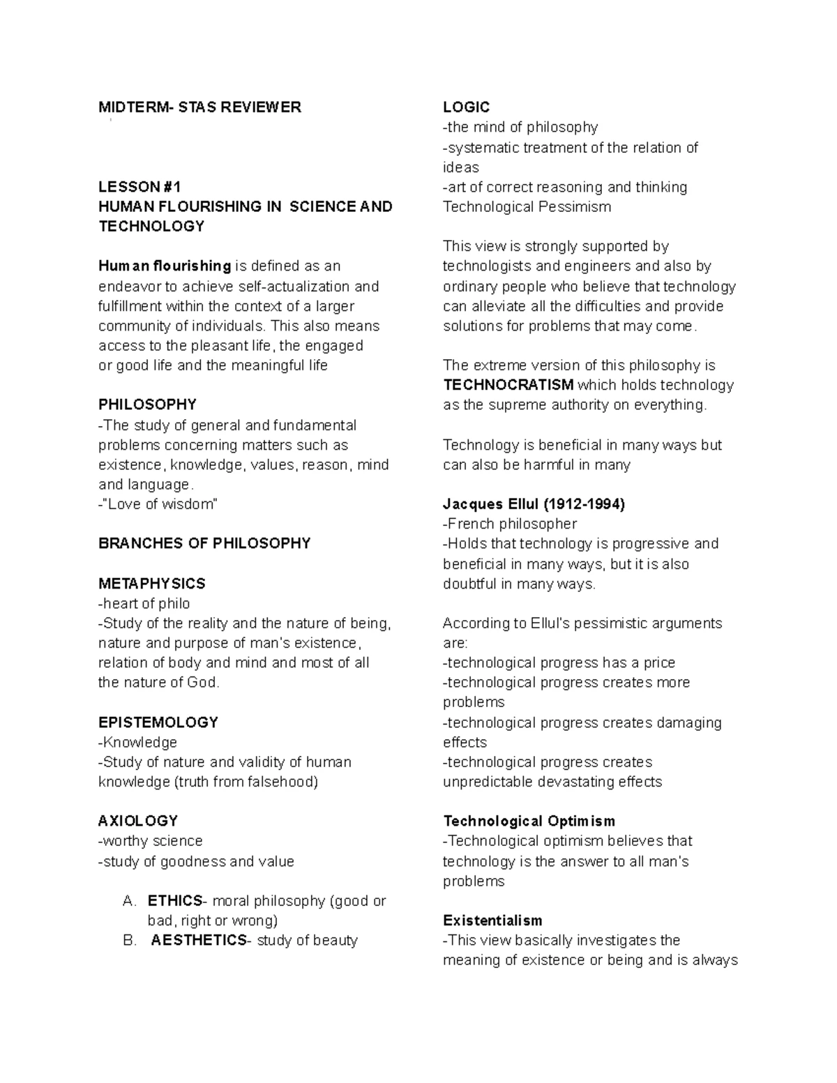 STAS 111 (Midterm Reviewer) - Exploring Human Flourishing in Science ...