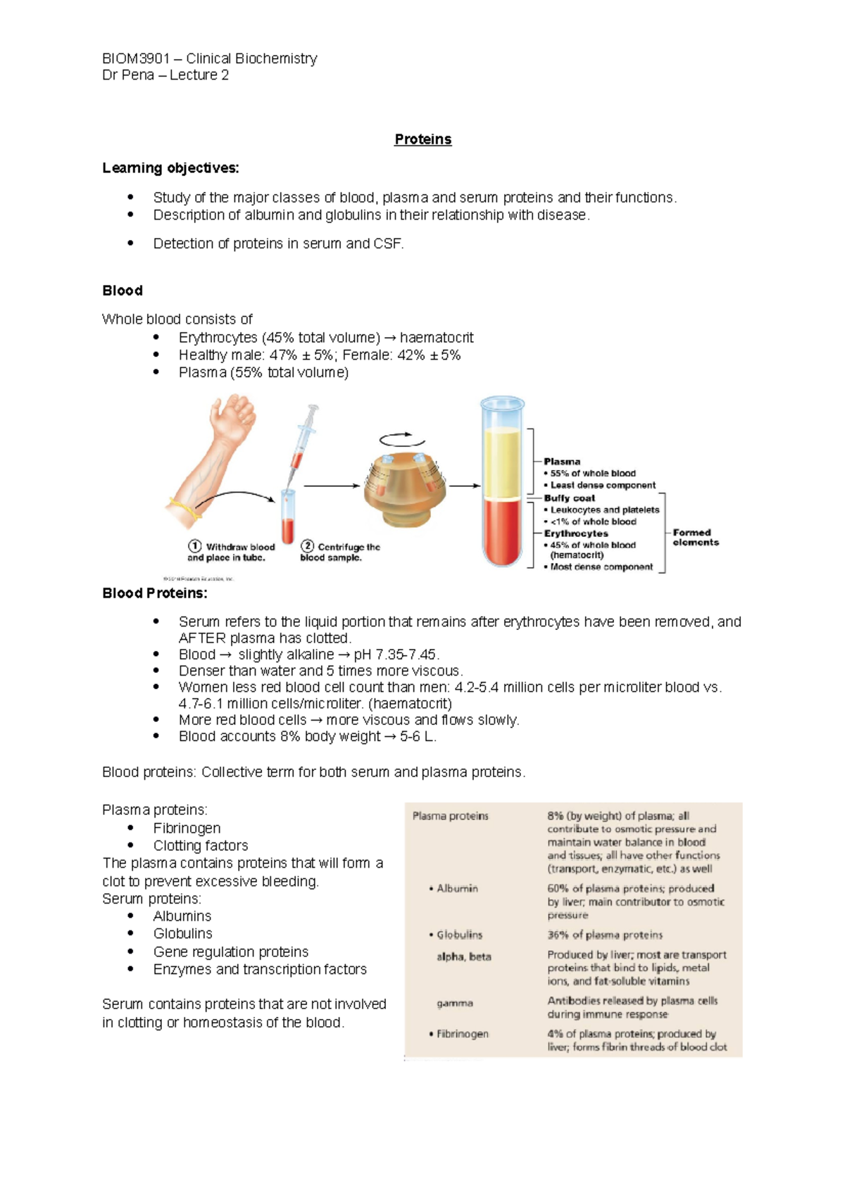 Proteins - Lecture 2 Notes for Course Code BIO101 - Studocu