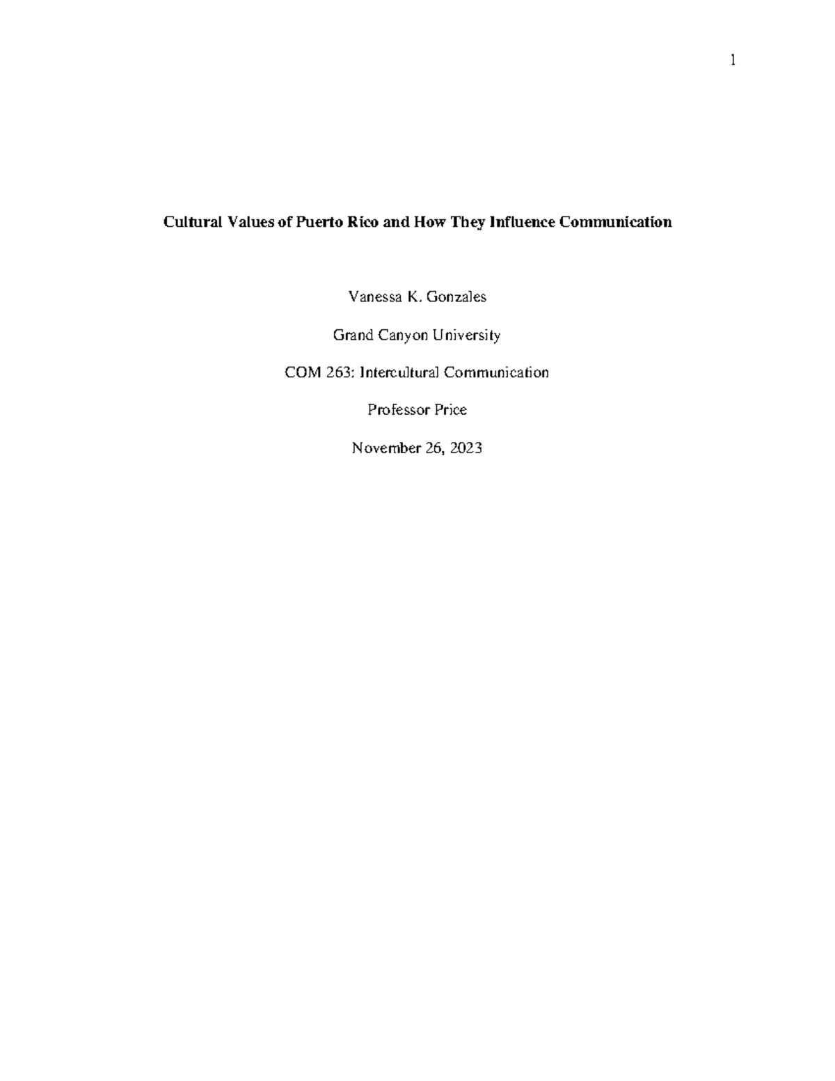 COM 263: Cultural Values & Communication Styles in Puerto Rico - Studocu