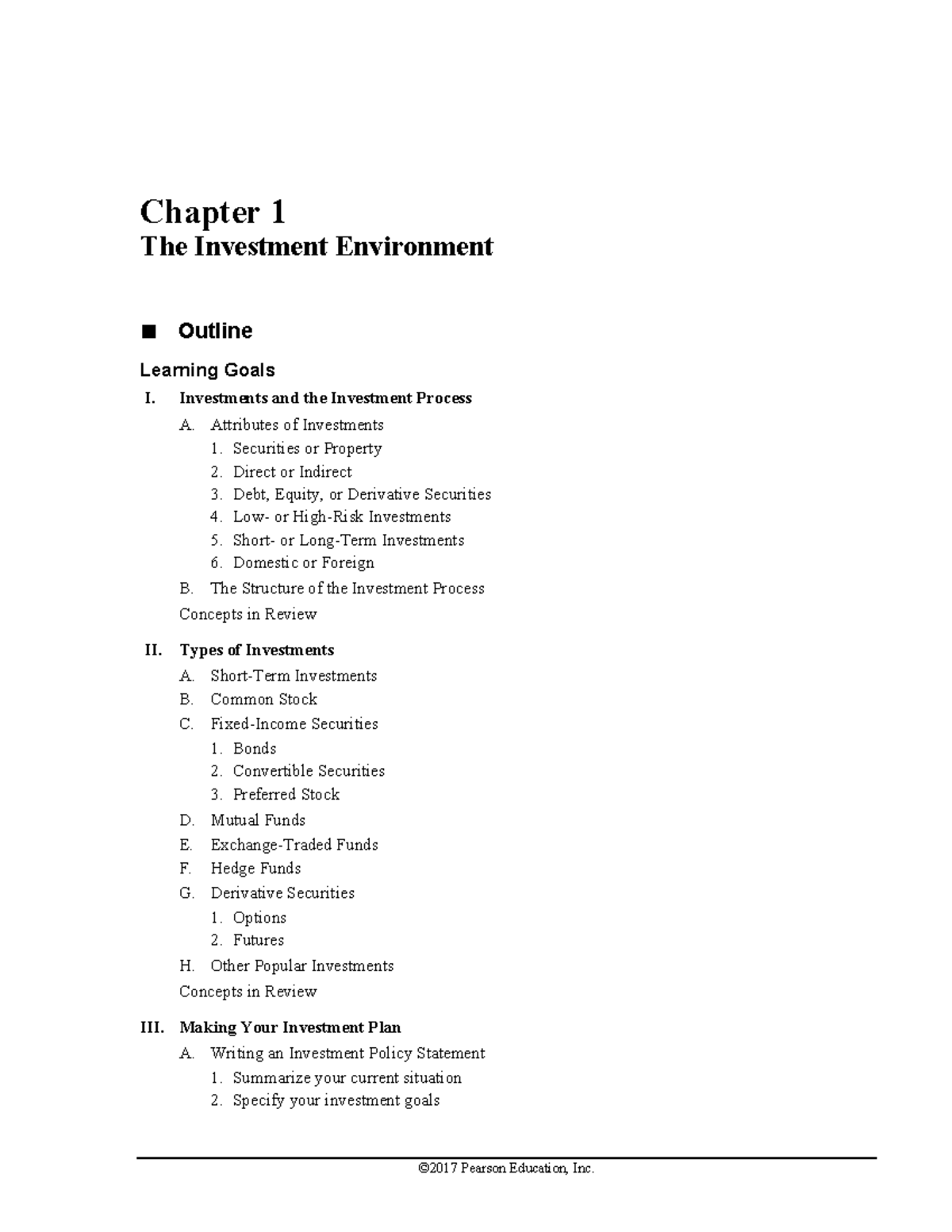 IM13e CH01 - Chapter 1 Investment Environment Overview and Key Concepts ...